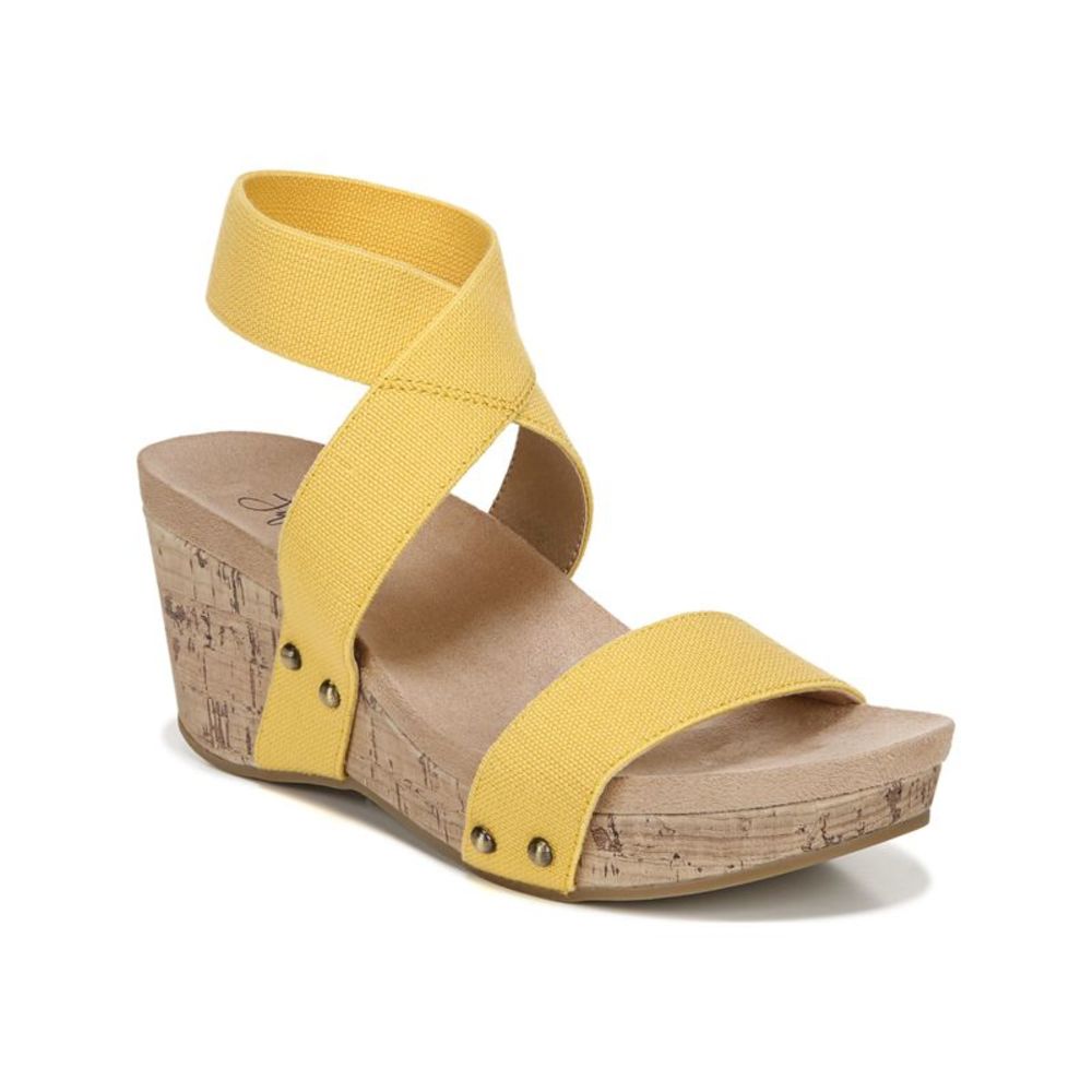 LIFE STRIDE Womens Yellow Slingback Traction Delta Wedge Slip On Sandals 11 W